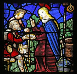 Sainte Geneviève donne à boire à un lépreux - French School