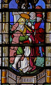 Fenêtre w27 représentant Saint Martin embrasse un lépreux - French School