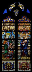 Vitrail w3 représentant Sainte Barbe et le donateur Jean de Montmorency - French School