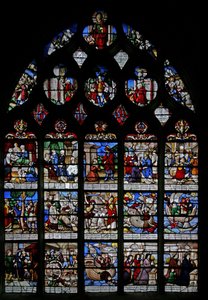 Fenêtre w3 représentant des scènes de la vie de Saint Nicolas