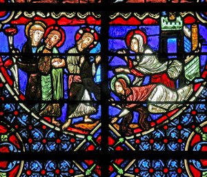 Marthe et Marie avec Christ - French School