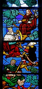 Vitrail w4 représentant le roi David et des prophètes sur l