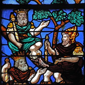 Vitrail w4 représentant des rois et un prophète sur l