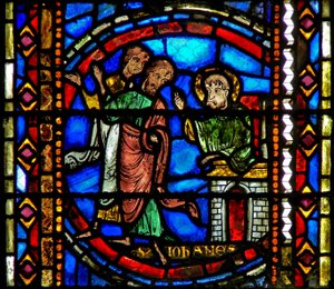 Fenêtre w53 représentant Saint Jean-Baptiste envoyant ses disciples au Christ - French School