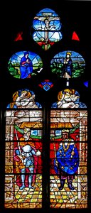 Vitrail w6 représentant Charlemagne et Saint Louis