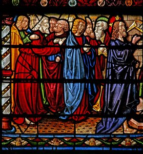 Fenêtre w6 représentant le Christ avec les apôtres alors que Lazare est ressuscité - French School