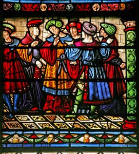 Fenêtre w6 représentant les pharisiens dans la synagogue