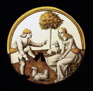 Fenêtre w70 représentant Sujet incertain (le Jeu de quintaine?)