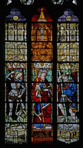 Fenêtre w8 représentant Saint Michel, Saint Jacques et Saint Christophe - French School