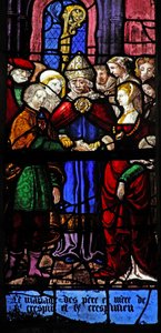 Fenêtre w9 représentant des scènes de la vie de Saint Crépin et Saint Crépinien - French School