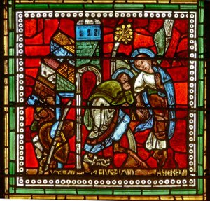 Fenêtre wXVIII représentant Saint Pierre conduit hors de prison par un ange - French School