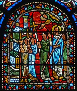 Fenêtre wXXI représentant une procession avec un saint - French School