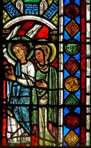 Fenêtre wXX représentant un ange et un saint - French School