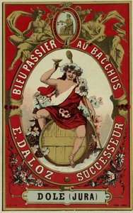 Étiquette de vin représentant Bacchus - French School