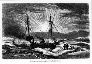 Hivernage du navire « Schooner » à Port Foulke - dans « La mer libre du pôle, voyage de découverte dans les mers arctiques - French School
