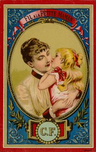 Femme câlinant un enfant - French School