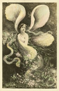 Femme déguisée en papillon - French School