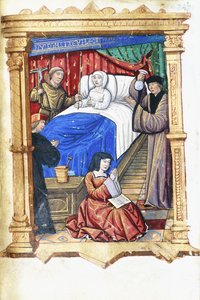 Femme sur son lit de mort avec Jean-Baptiste, c.1475-1500 - French School