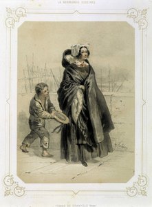 Femme de Granville et jeune mendiant - dans « Normandie illustrée » - French School