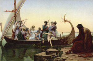 Femmes dans un navire viking - French School