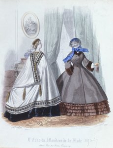Femmes en cape et manteau, planche de mode de L