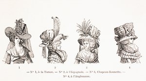 Styles de chapeaux pour femmes du 18ème siècle, 1875 - French School