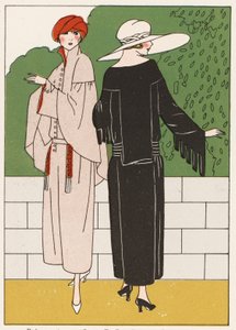 Mode des manteaux pour femmes des années 1920 (lithographie couleur) - French School