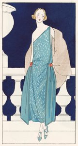 Robe de soirée pour femme de la créatrice Jenny (Jenny Sacerdote) dans les années 1920 (lithographie couleur)