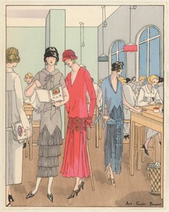 La mode féminine des années 1920 des créateurs Jean Patou et Georges Doeuillet (lithographie couleur)
