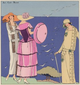 La mode féminine des années 1920 des couturiers Paul Poiret et Jacques Doucet (lithographie couleur) - French School