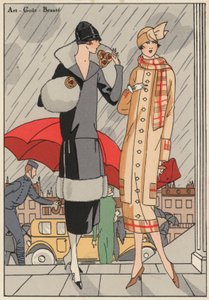 La mode féminine des années 1920 des créateurs Premet et Gustave Beer. (lithographie couleur) - French School