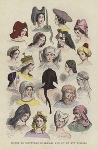 Coiffures féminines des 15ème et 16ème siècles - French School