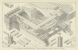 Menuiserie de la salle hypostyle de Xerxès, projection isométrique (restaurée par Ch Chipiez) - French School