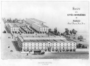 Cité ouvrière, 58 rue Rochechouart, Paris, vers 1870 - French School
