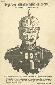 Carte postale de propagande anti-allemande de la Première Guerre mondiale - French School