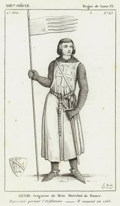 XIIIe siècle, règne de Louis IX, Henri, seigneur de Metz, maréchal de France, représentant portant l