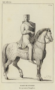XII Siècle, Habit de Guerre, des premiers Templiers (gravure) - French School