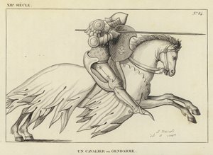 XII Siècle, Un Cavalier ou Gendarme (gravure) - French School