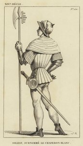 XIV Siècle, Soldat, Surnommé le Chaperon Blanc (gravure) - French School