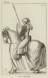 X Siècle, Un Cavalier (gravure) - French School
