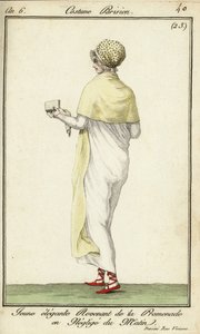 Jeune femme élégante en promenade sur la Rue Vivienne