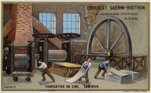 Fabrication du zinc. Laminoir - French School