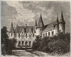Château du Rocher à Mézangers en Mayenne - gravure dans "La France illustrée: géographie, histoire, administration statistique" par V.A. Malt-Brown. 1884 - French School