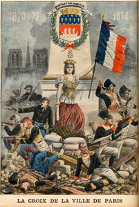Fluctuat nec mergitur - Croix de la ville de Paris introduite dans les armoiries de Paris, illustration du journal anglais "Le Petit Journal" du 5 mai - French School