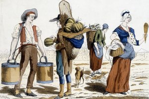 Illustration des costumes parisiens au 18e siècle : porteur d