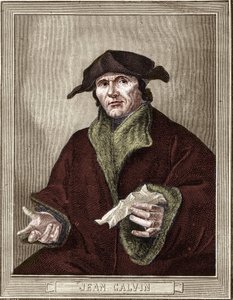 Portrait de Jean Calvin (1509-1564), réformateur religieux et écrivain français - French School
