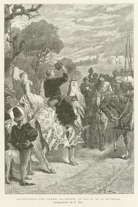 Ils sortirent dans les champs devant le Duc et la Duchesse - French School