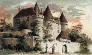 Vue du château de Fénelon en Dordogne.