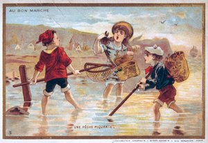 Carte postale vintage représentant des enfants sur une plage