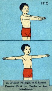 Exercice physique, fitness, exercices corporels, bonne santé, sain (chromolithographie) début du 20ème siècle